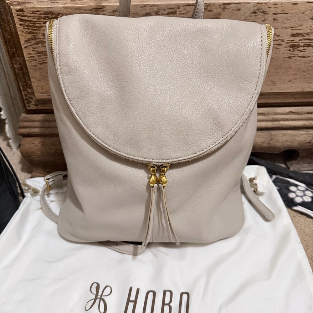 HOBO Light Gray Leather Backpack - image 1